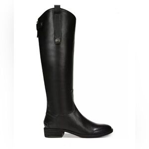 Sam Edelman $200 Penny Knee High Riding Black Leather Riding Boots Size 5 NWT